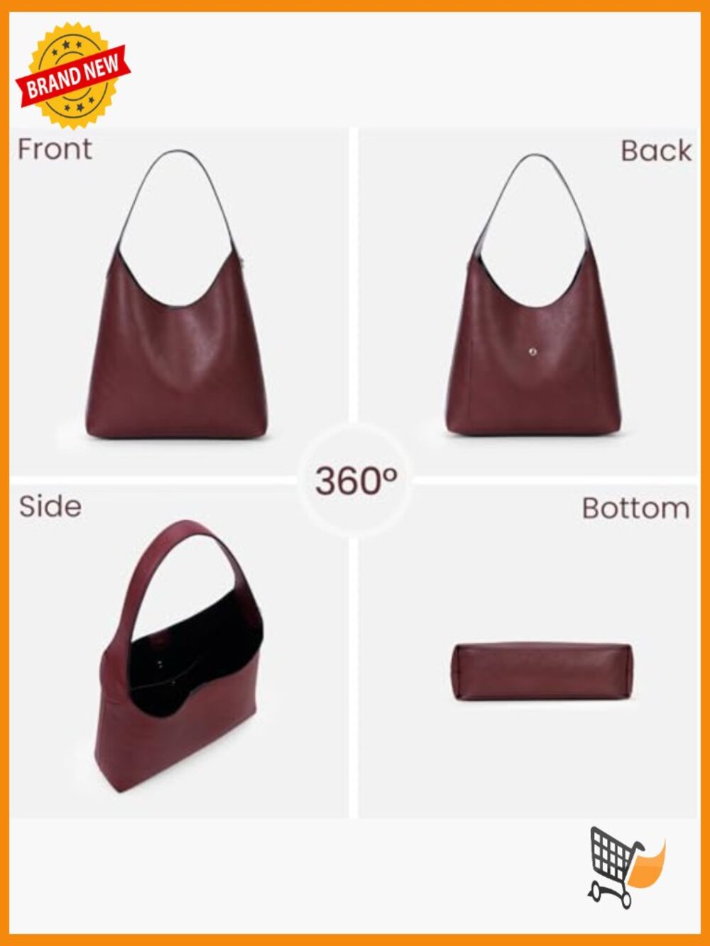 Faux Suede Hobo Bag Vegan Leather Shoulder Tote with Charm Slouchy Handbag - Picture 3 of 6